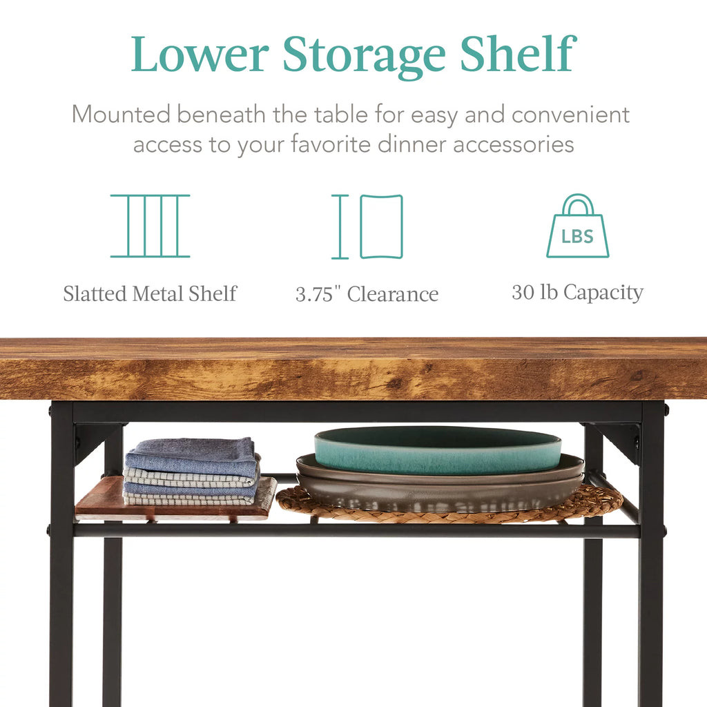 3-Piece Dining Set with Steel Frame and Storage Rack O559011