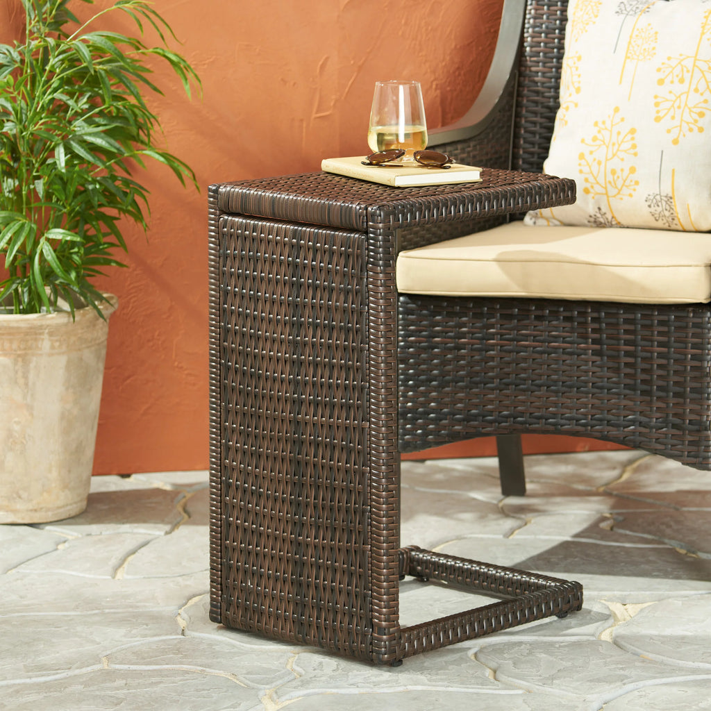 Multibrown Wicker Accent Table D720754