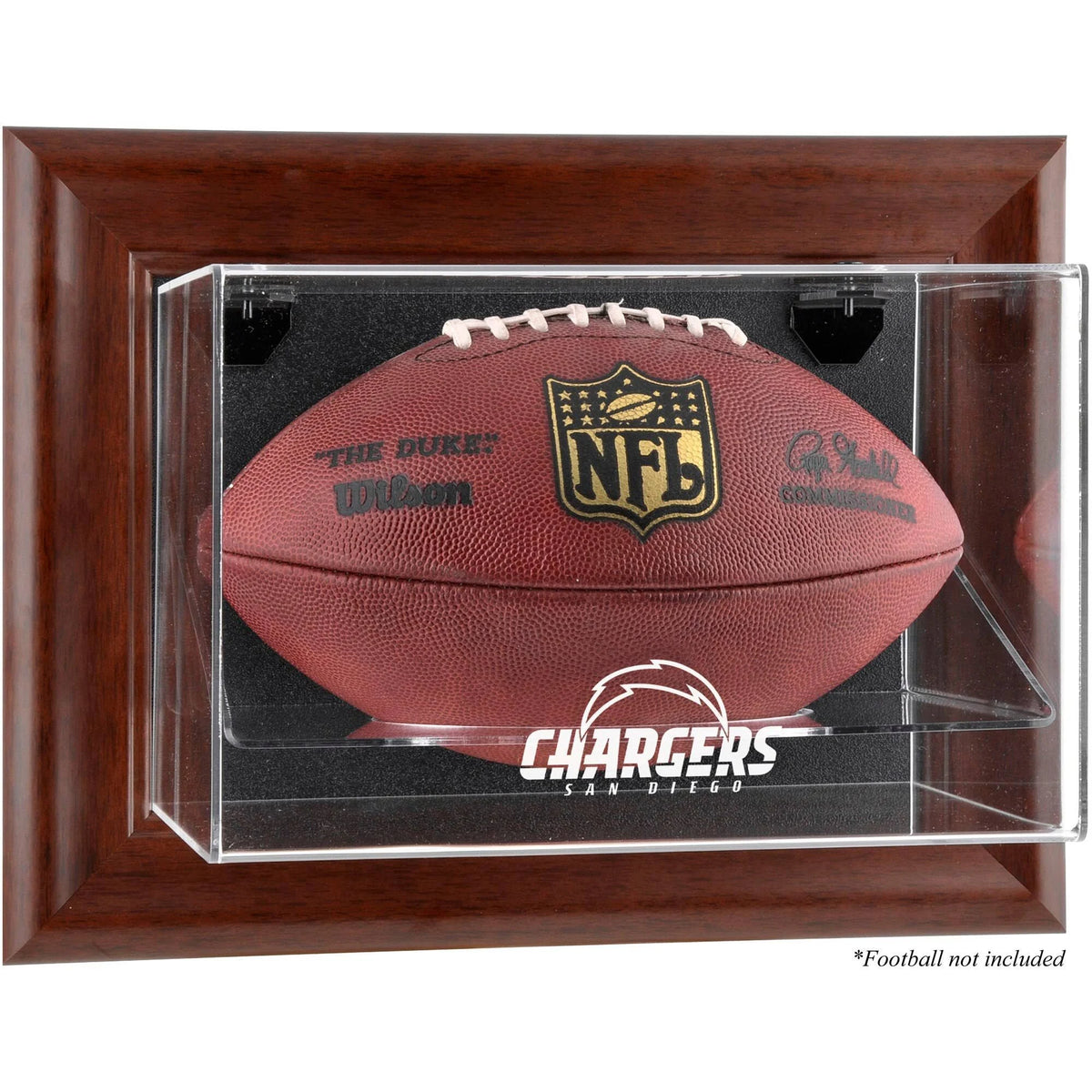 Brown Framed Wall-Mountable Football Display Case W24088