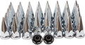 33mm Chrome ABS Plastic Spiked Screw on Lug Nut Covers Caps with Flange (40) X8611