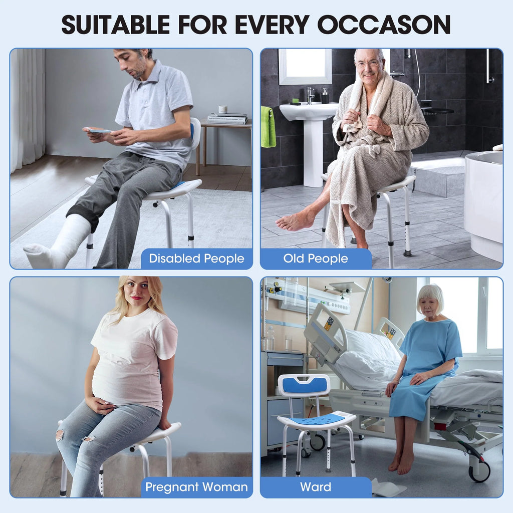 Bath and Shower Chair with Back and Padded Armrests, Height Adjustable M21719