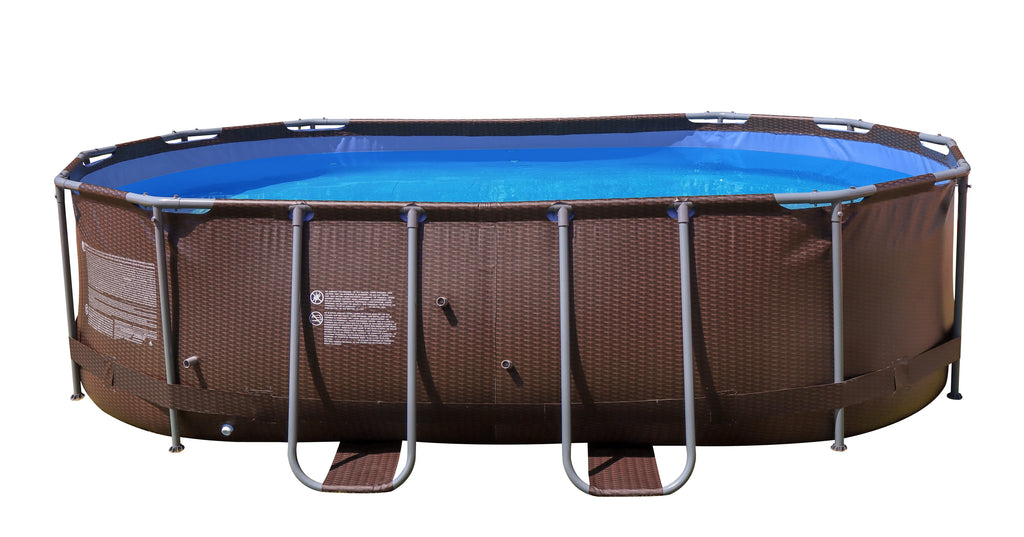 14 ft. Brown Oval Steel Frame Above Ground Swimming Pool V713