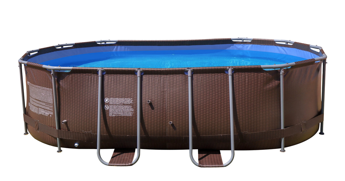 14 ft. Brown Oval Steel Frame Above Ground Swimming Pool V713