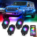 Multicolor Waterproof LED Rock Lights Kit 4 Pods H224880
