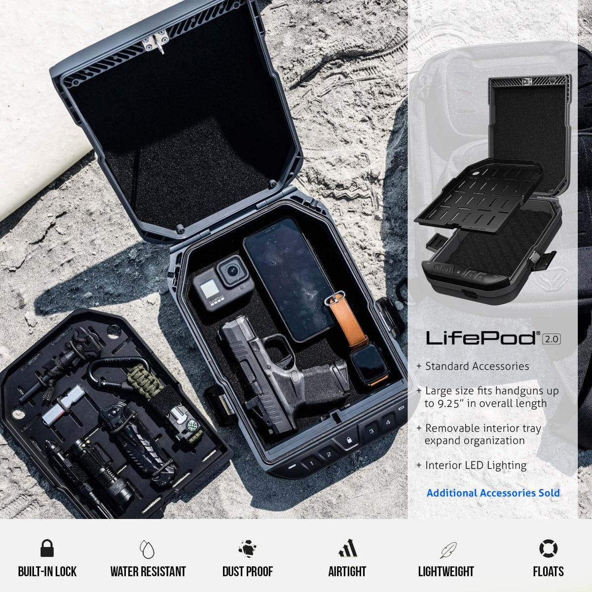 Waterproof Electronic Lock Handgun Case with Backlit Keypad V61067