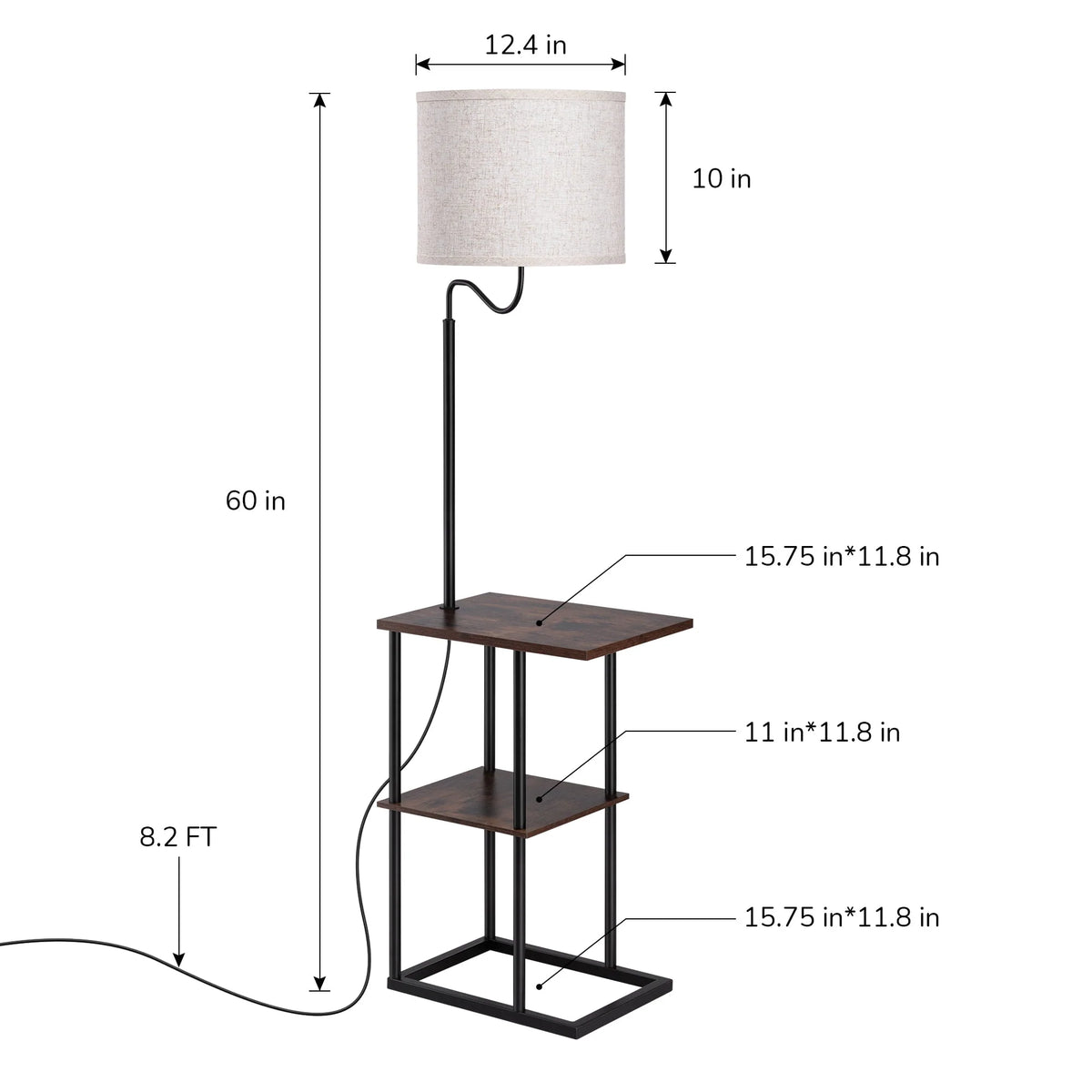Brown Floor Lamp with Table and Shelves S723048
