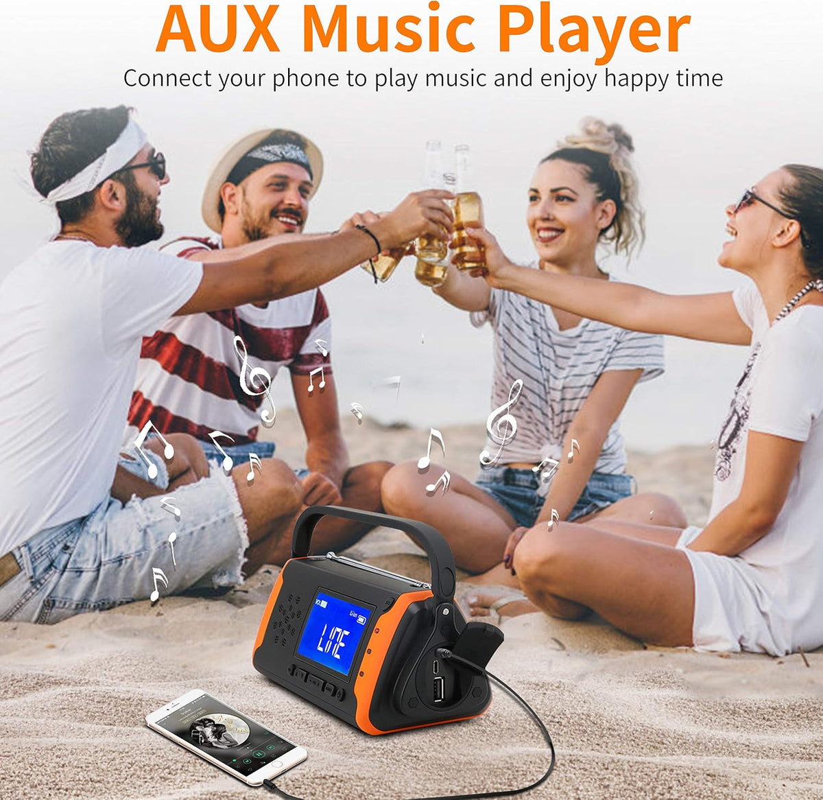 Emergency Weather Crank Radio 6000mAh Solar Hand Crank AM/FM/NOAA R808354