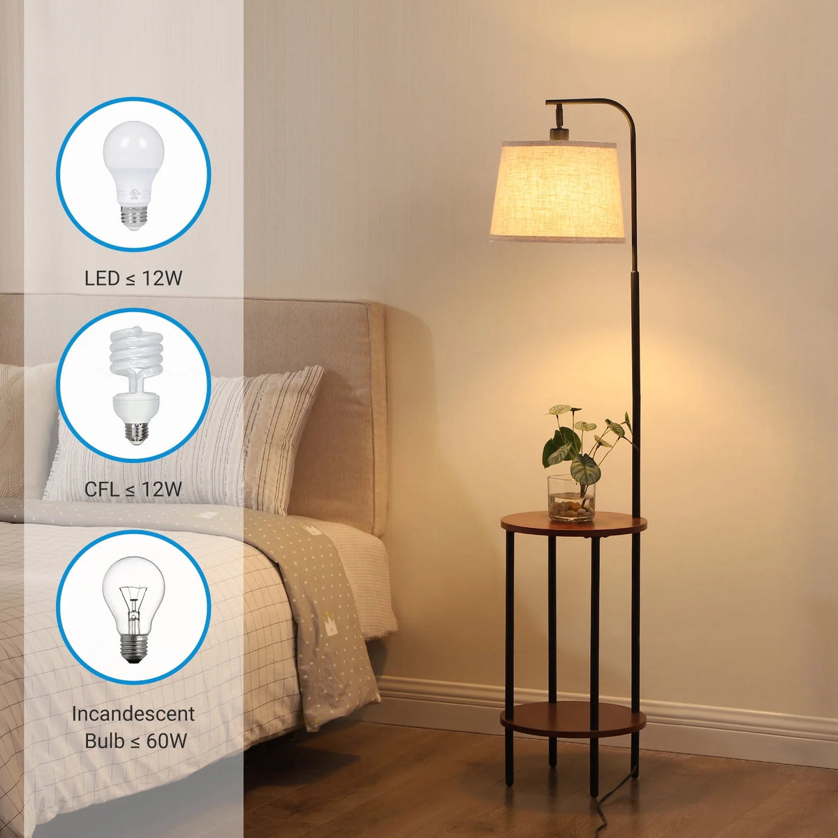 Brown Floor Lamp with Table and Shelves S723048