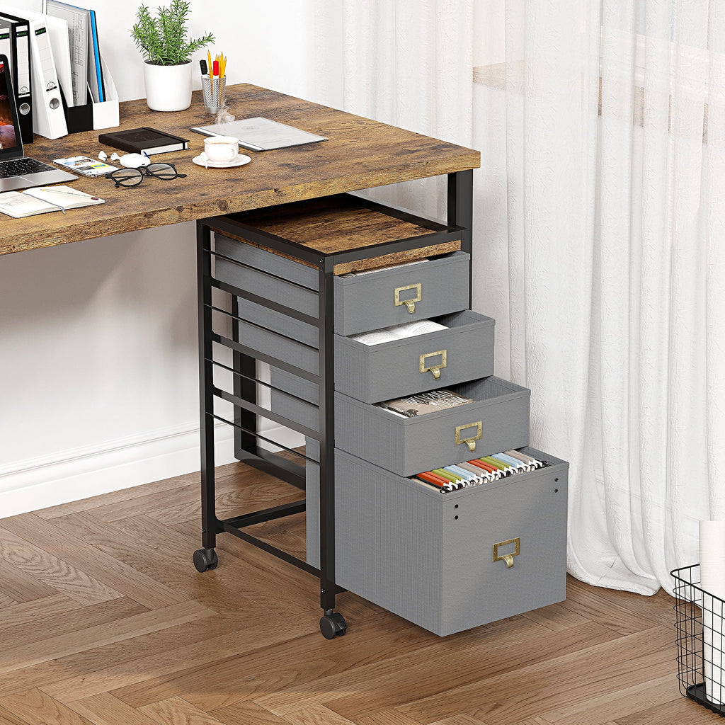 4 Drawer Black Fabric File Cabinet G588977