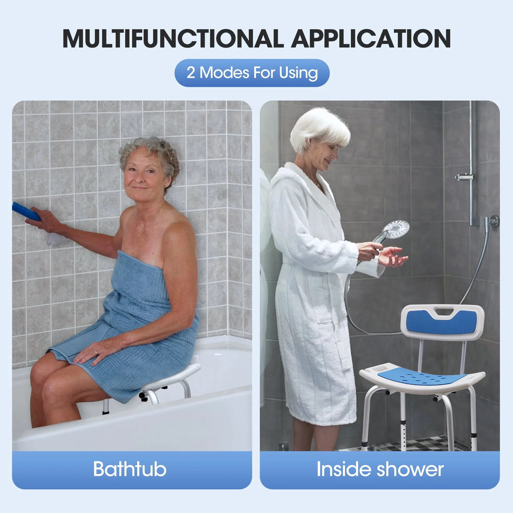 Bath and Shower Chair with Back and Padded Armrests, Height Adjustable M21719