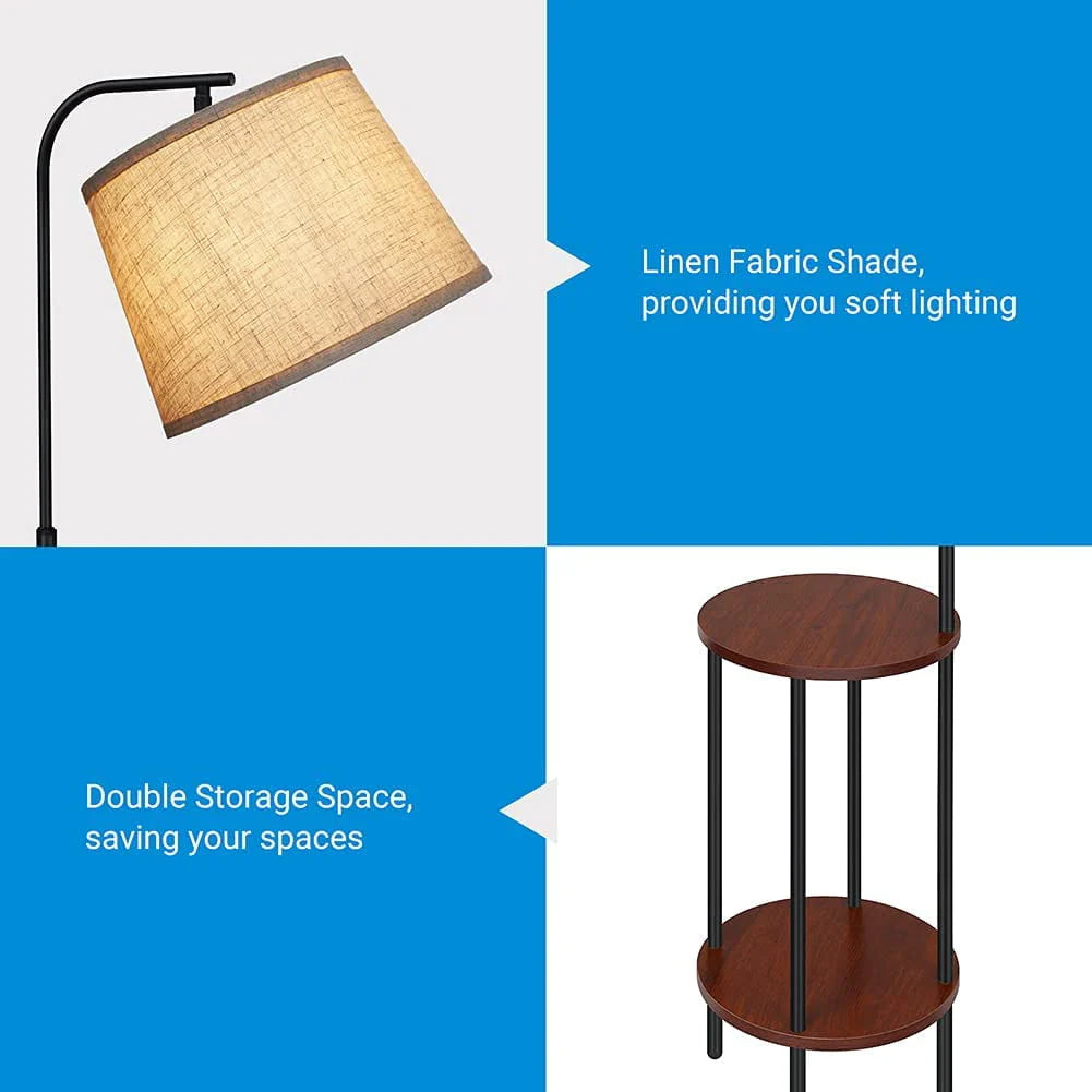 Brown Floor Lamp with Table and Shelves S723048