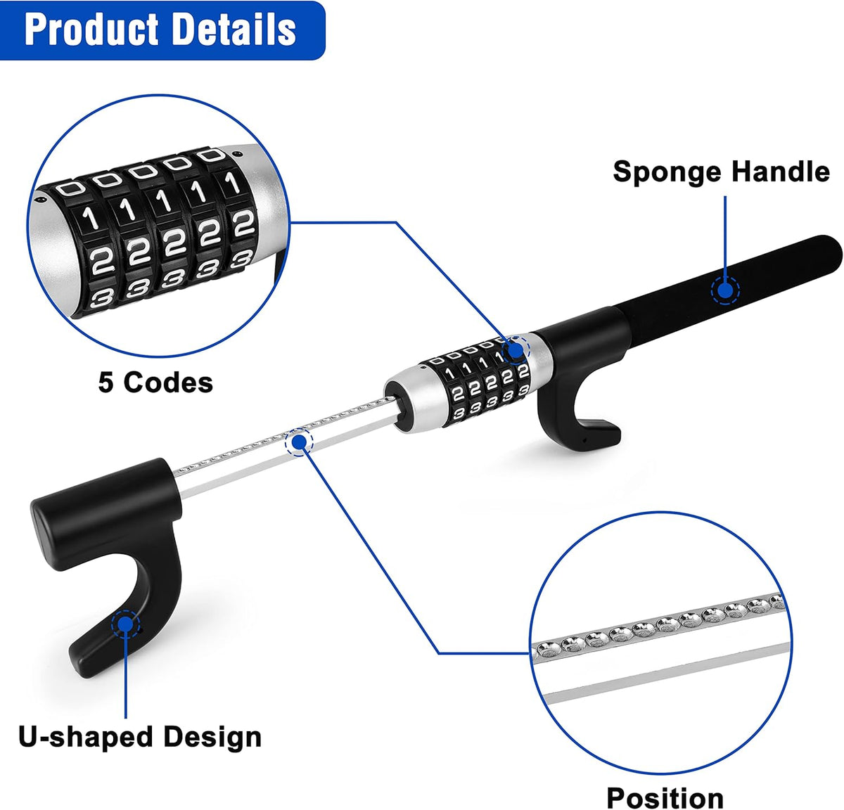 Steering Wheel Lock Heavy Duty Anti Theft Steel Universal Fit M156