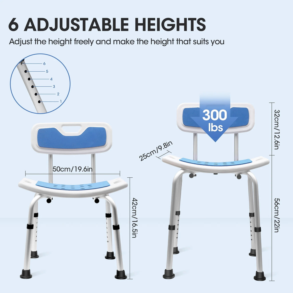 Bath and Shower Chair with Back and Padded Armrests, Height Adjustable M21719