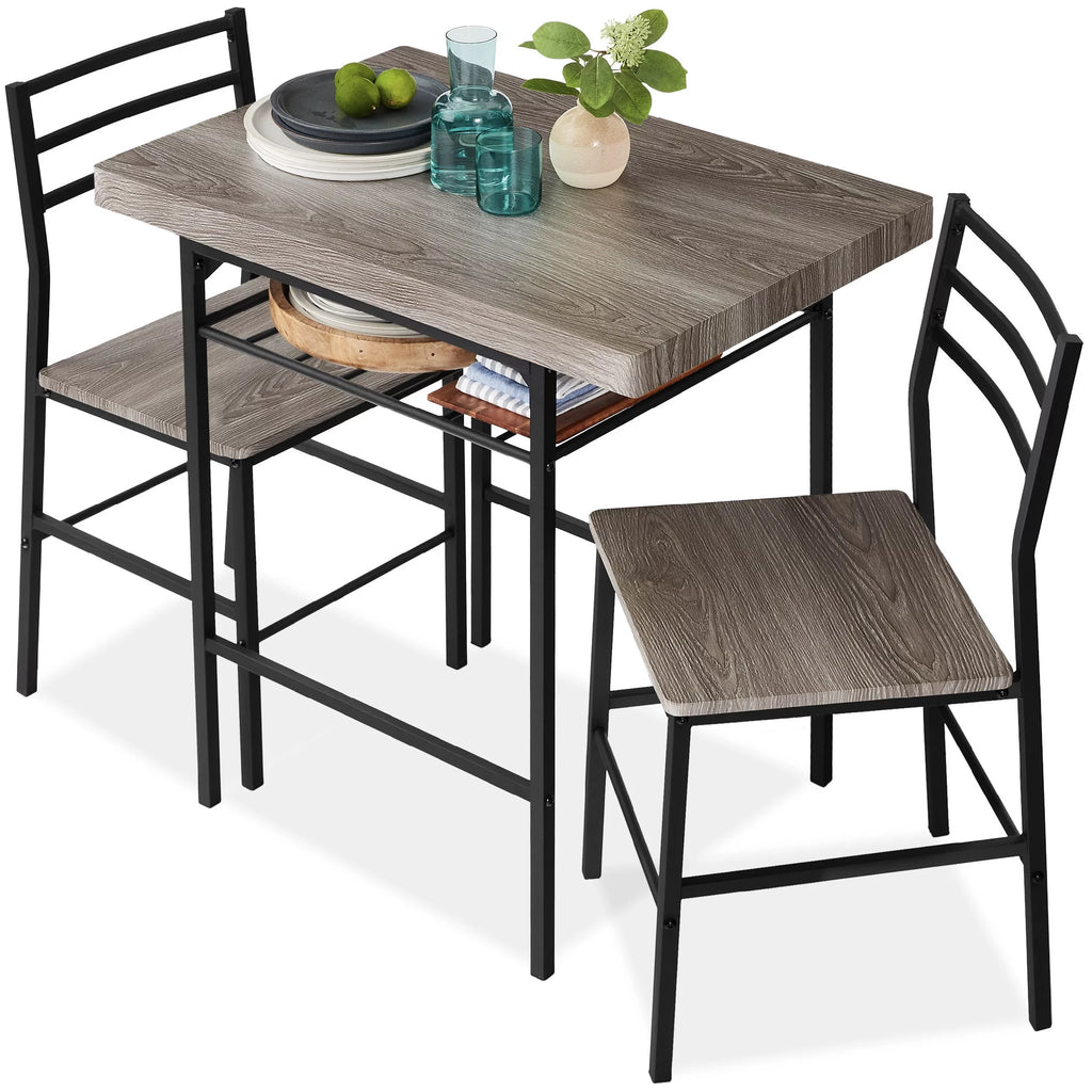 3-Piece Dining Set with Steel Frame and Storage Rack O559011