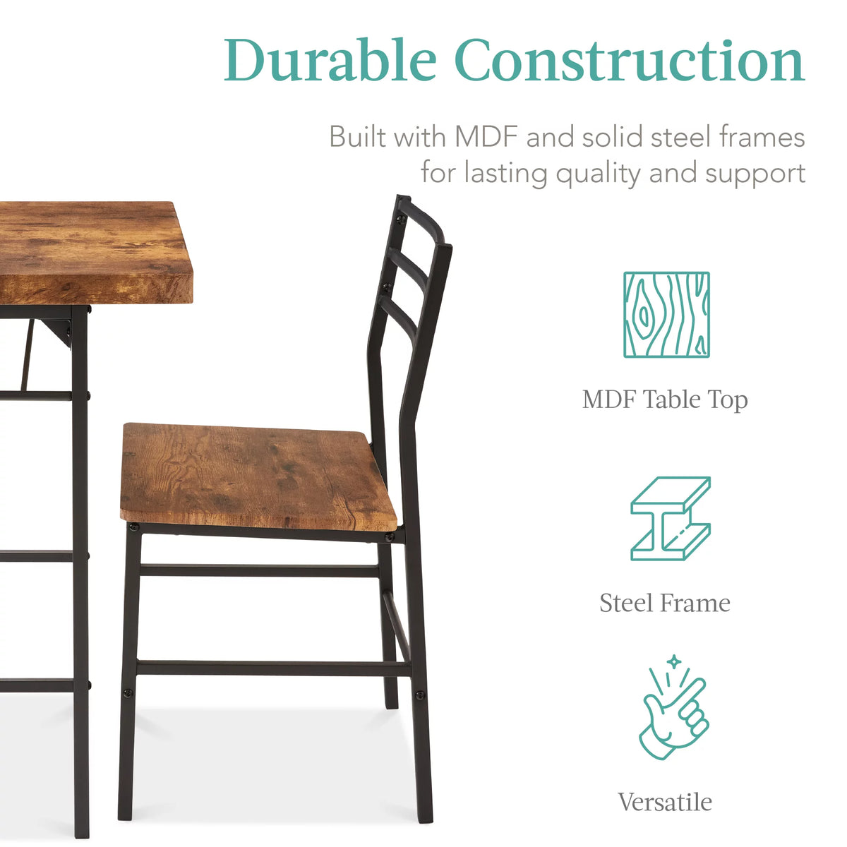 3-Piece Dining Set with Steel Frame and Storage Rack O559011