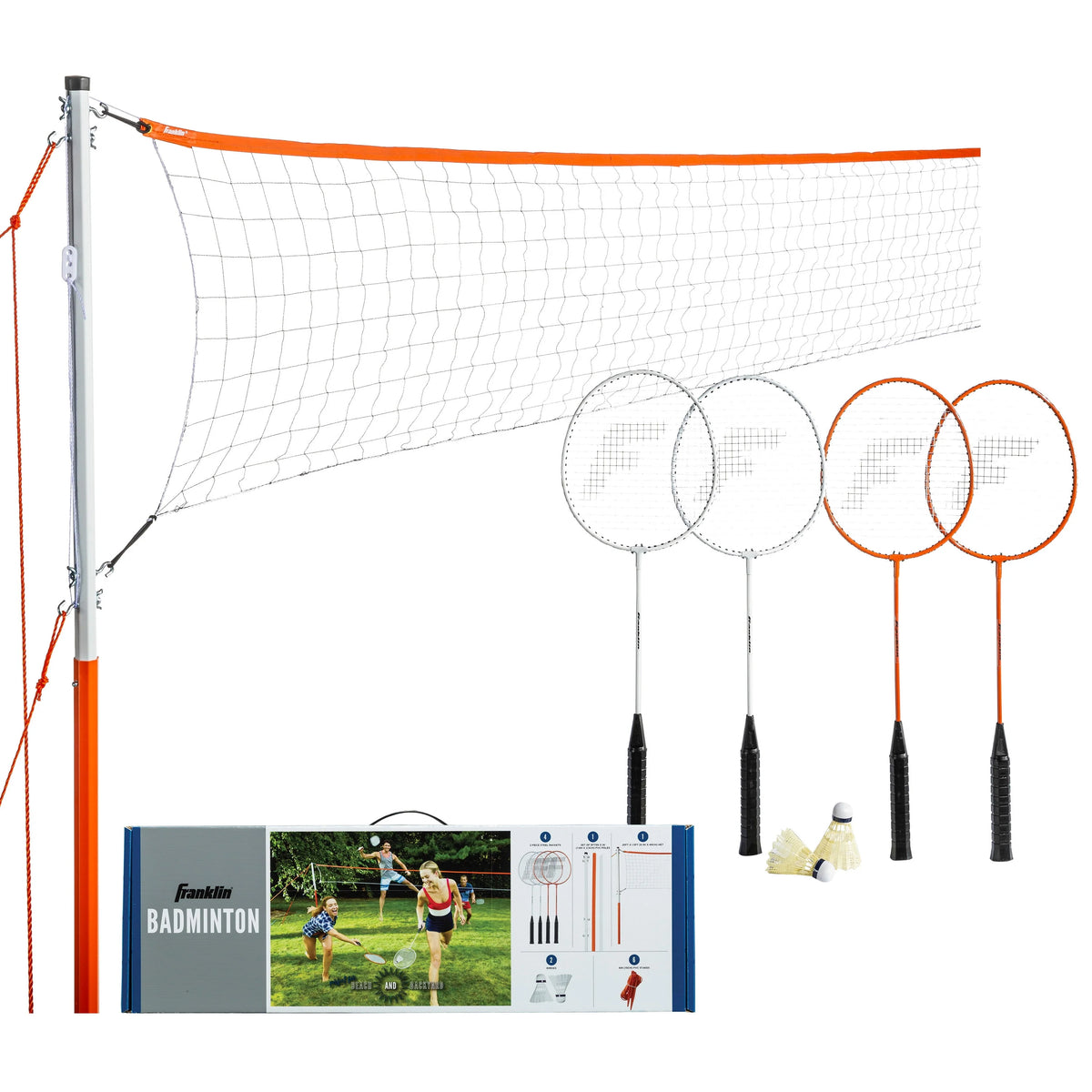 Badminton Net Starter Set with 4 Rackets and 2 Birdies S666