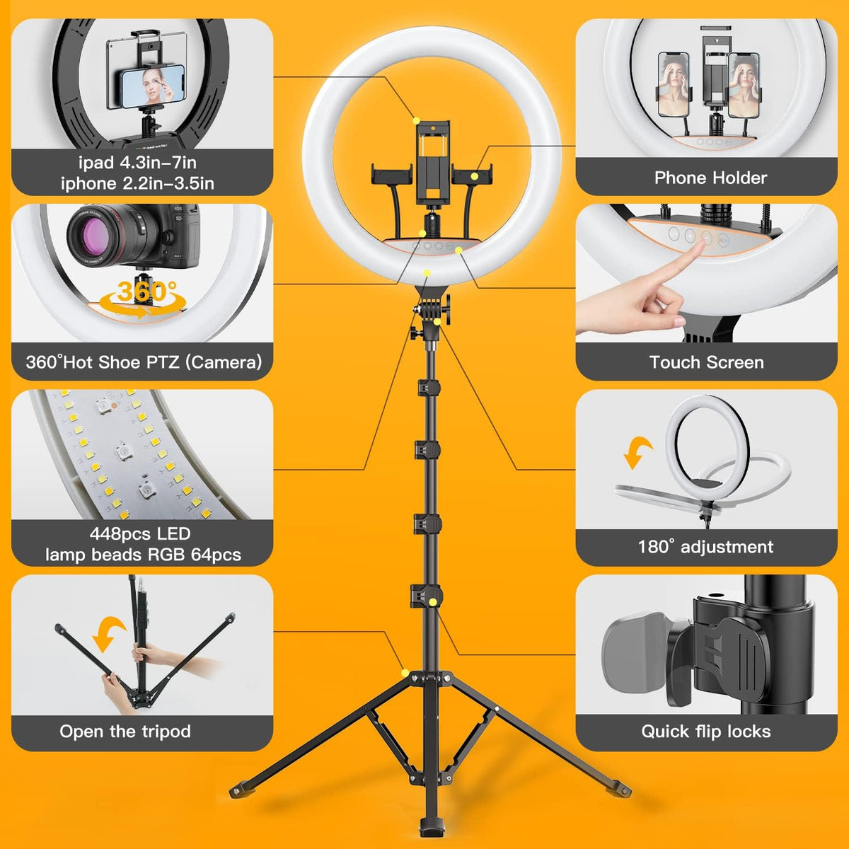 18 inch RGB Ring Light with Tripod Stand R98708