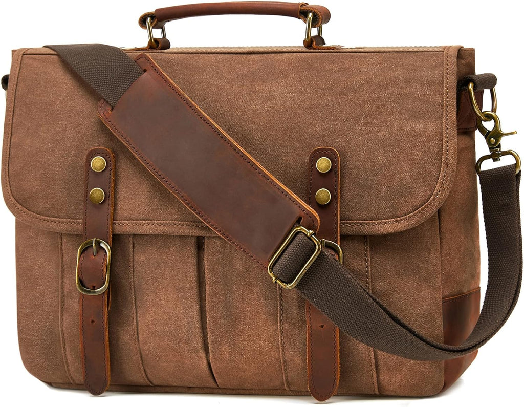 15.6 Inch Canvas Leather Messenger Bag O75487