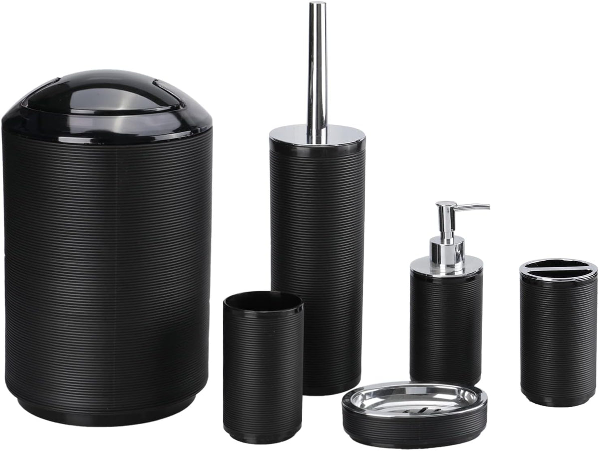 6 Pcs Black Bathroom Accessories Set K769720