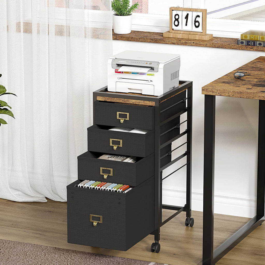 4 Drawer Black Fabric File Cabinet G588977