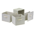 Set of 4 Beige Foldable Rectangular Fabric Baskets S6340