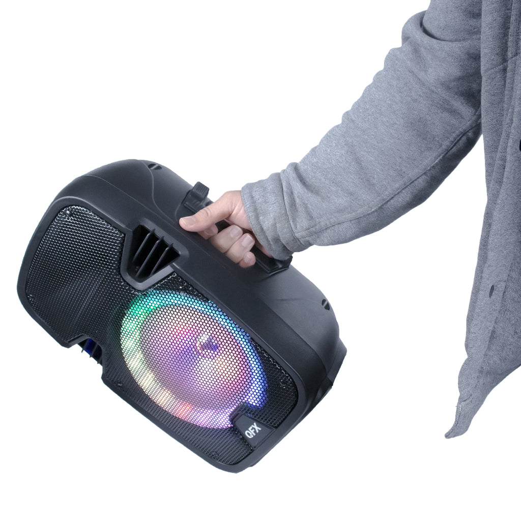 8” Bluetooth Rechargeable Speaker with LED Party Lights and Wired Microphone M9961