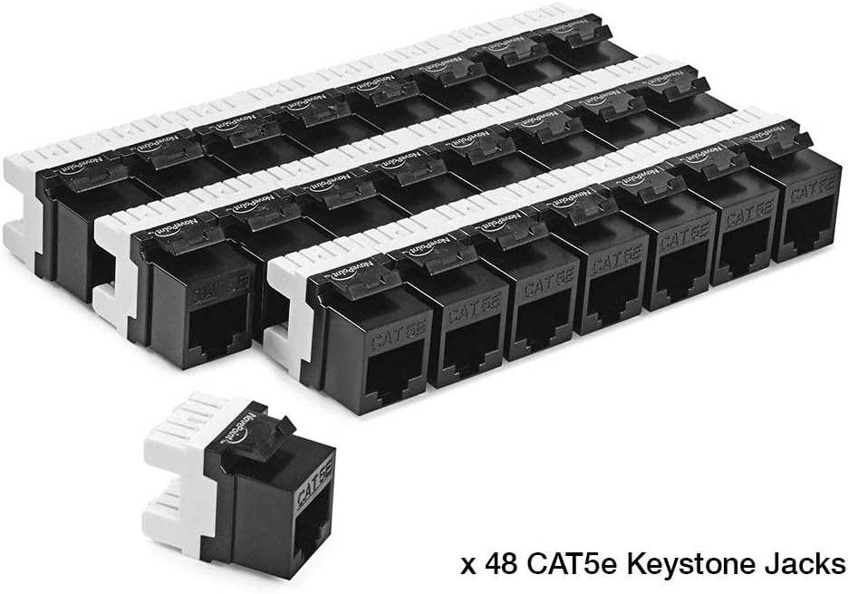 24-Port CAT5e UTP Patch Panel 1U with Keystones, Black, 2-Pack F115100