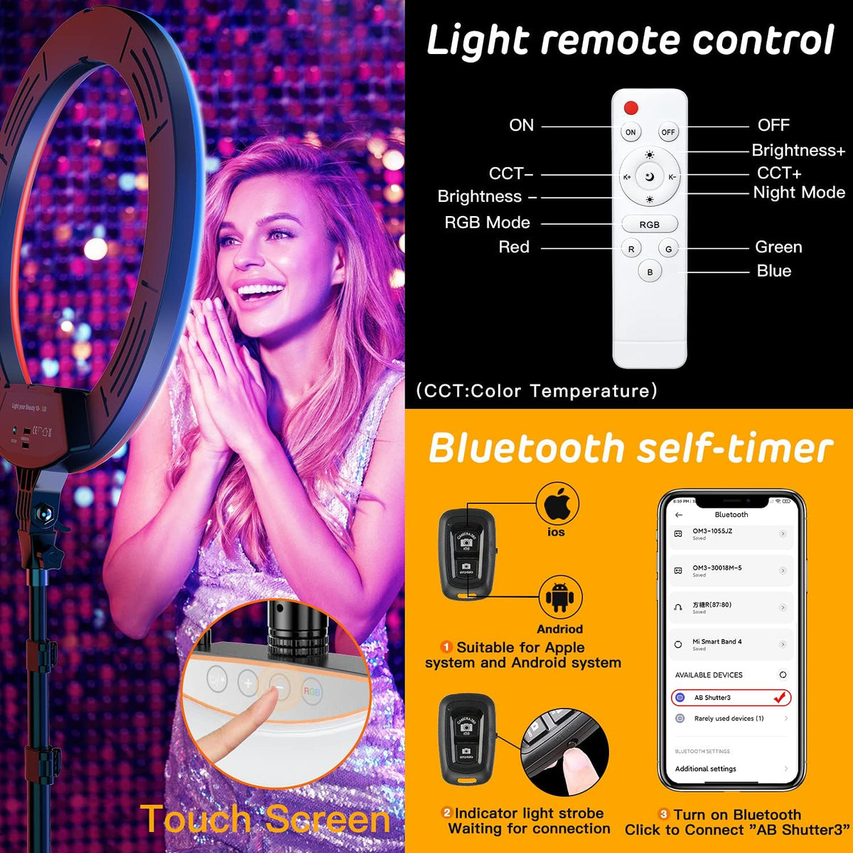 18 inch RGB Ring Light with Tripod Stand R98708