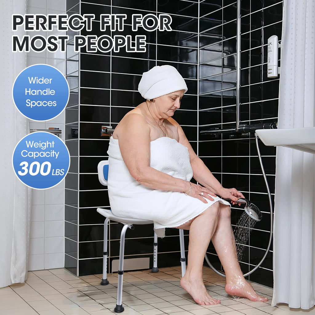 Bath and Shower Chair with Back and Padded Armrests, Height Adjustable M21719