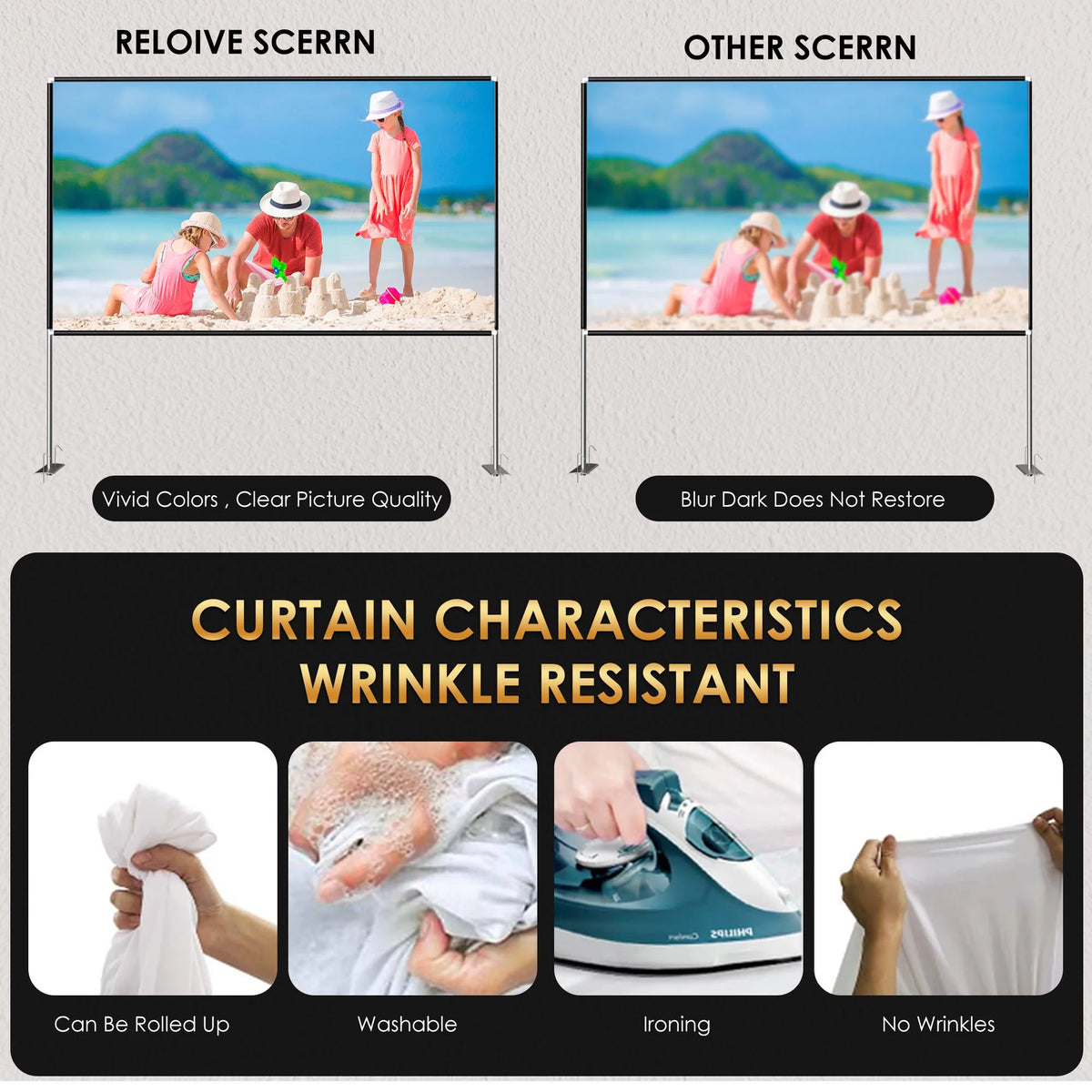 100inch Portable Projector Screen with Stand Q842