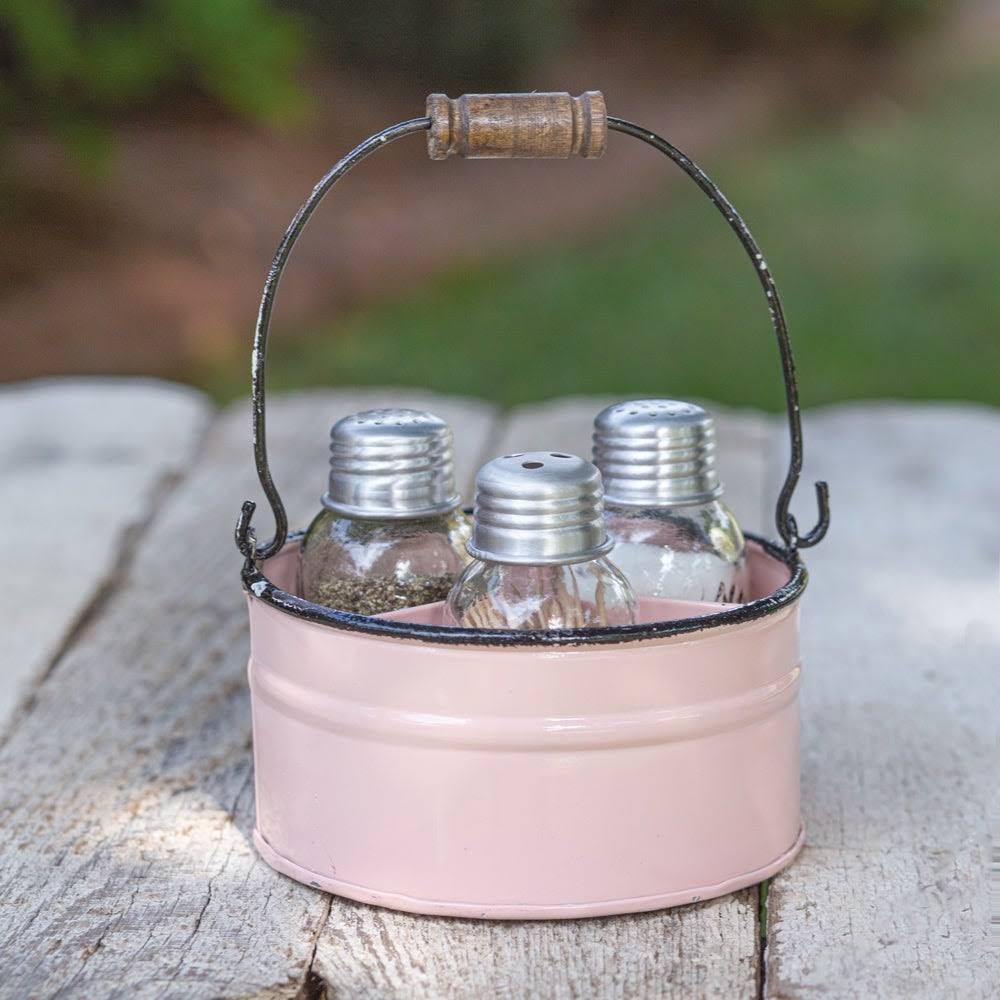 Pink Salt Pepper and Toothpick Caddy T7766