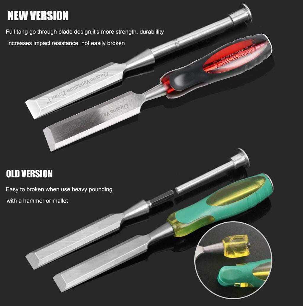 12 pc Wood Chisel Set Heat-Treated Cr-V Alloy Blades Woodworking Tools P775