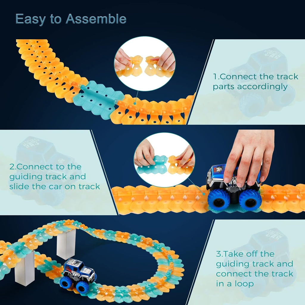 Magic Track Toy Electric Train 216Pcs Flexible Track Car N91771