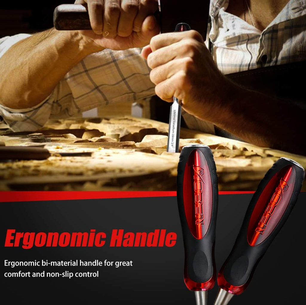12 pc Wood Chisel Set Heat-Treated Cr-V Alloy Blades Woodworking Tools P775