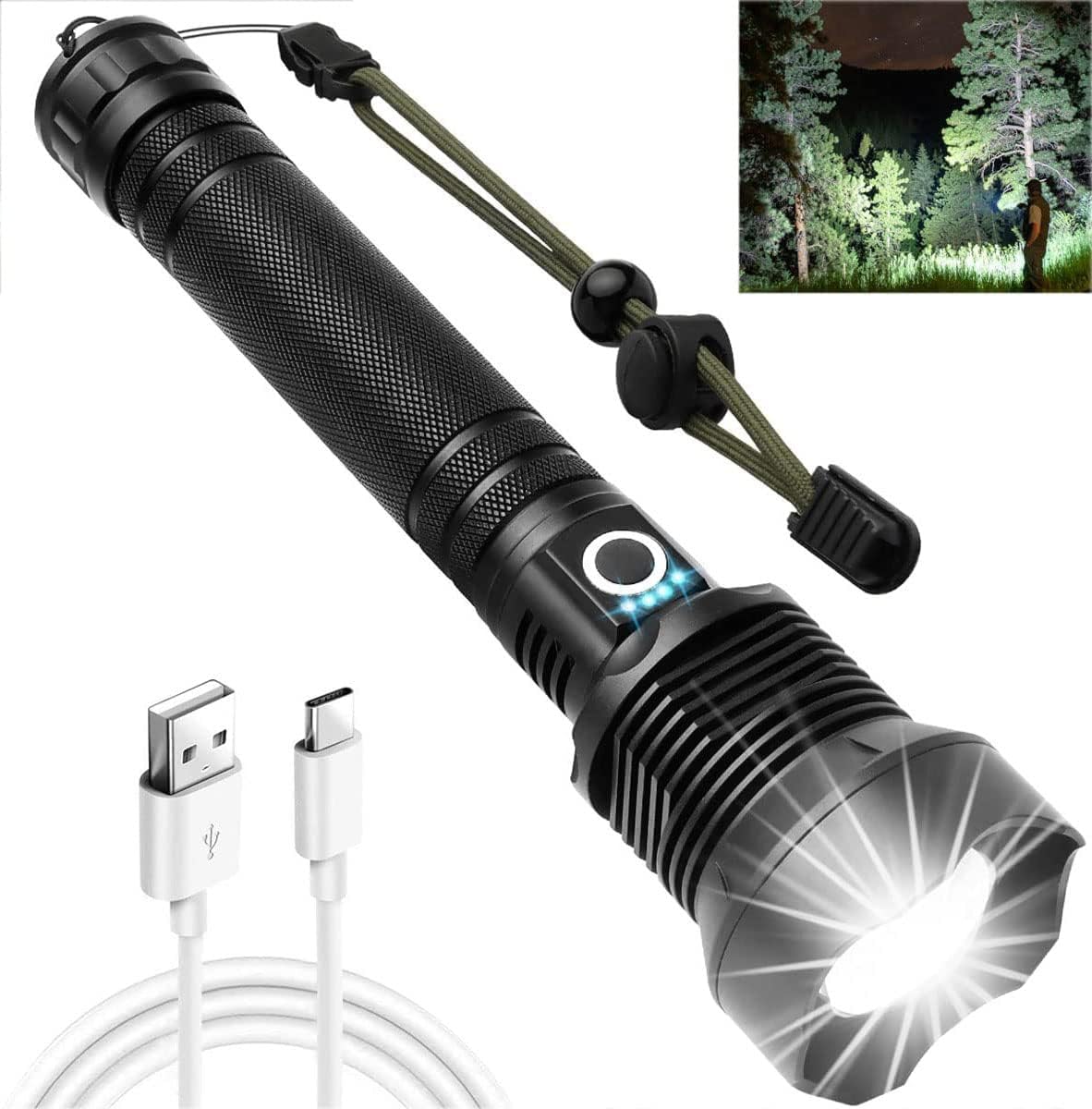 90000 High Lumens Rechargeable LED Flashlight L46741