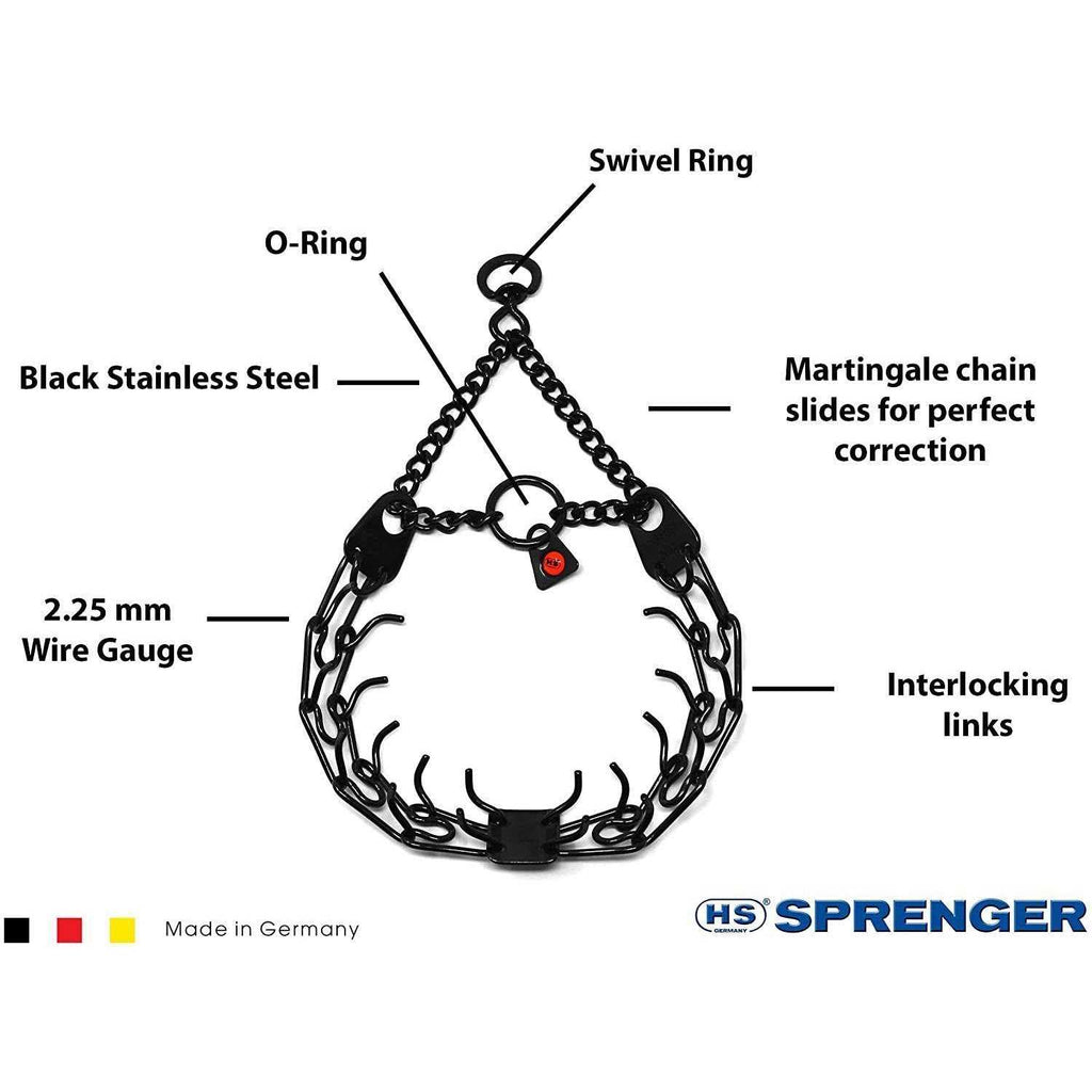 Black Stainless Steel Prong Dog Training Collar with Swivel E6248