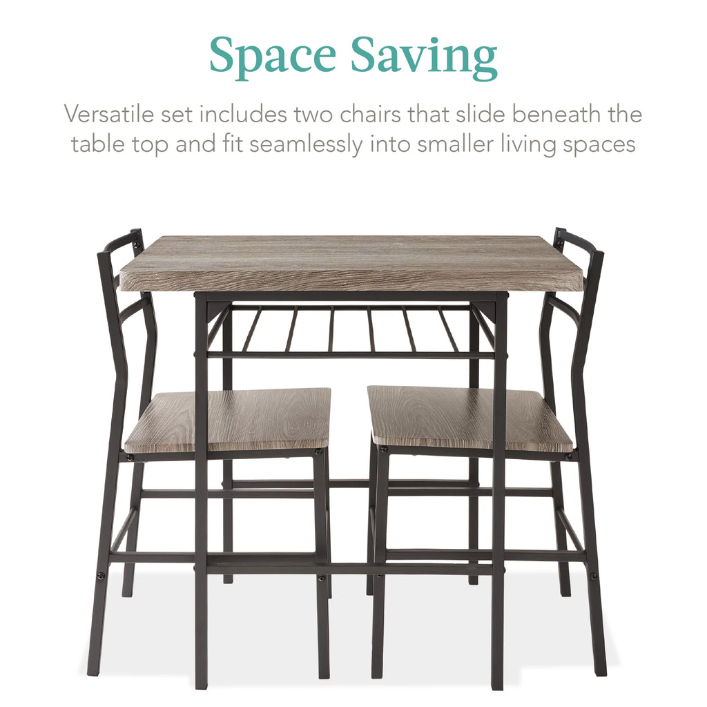 3-Piece Dining Set with Steel Frame and Storage Rack O559011