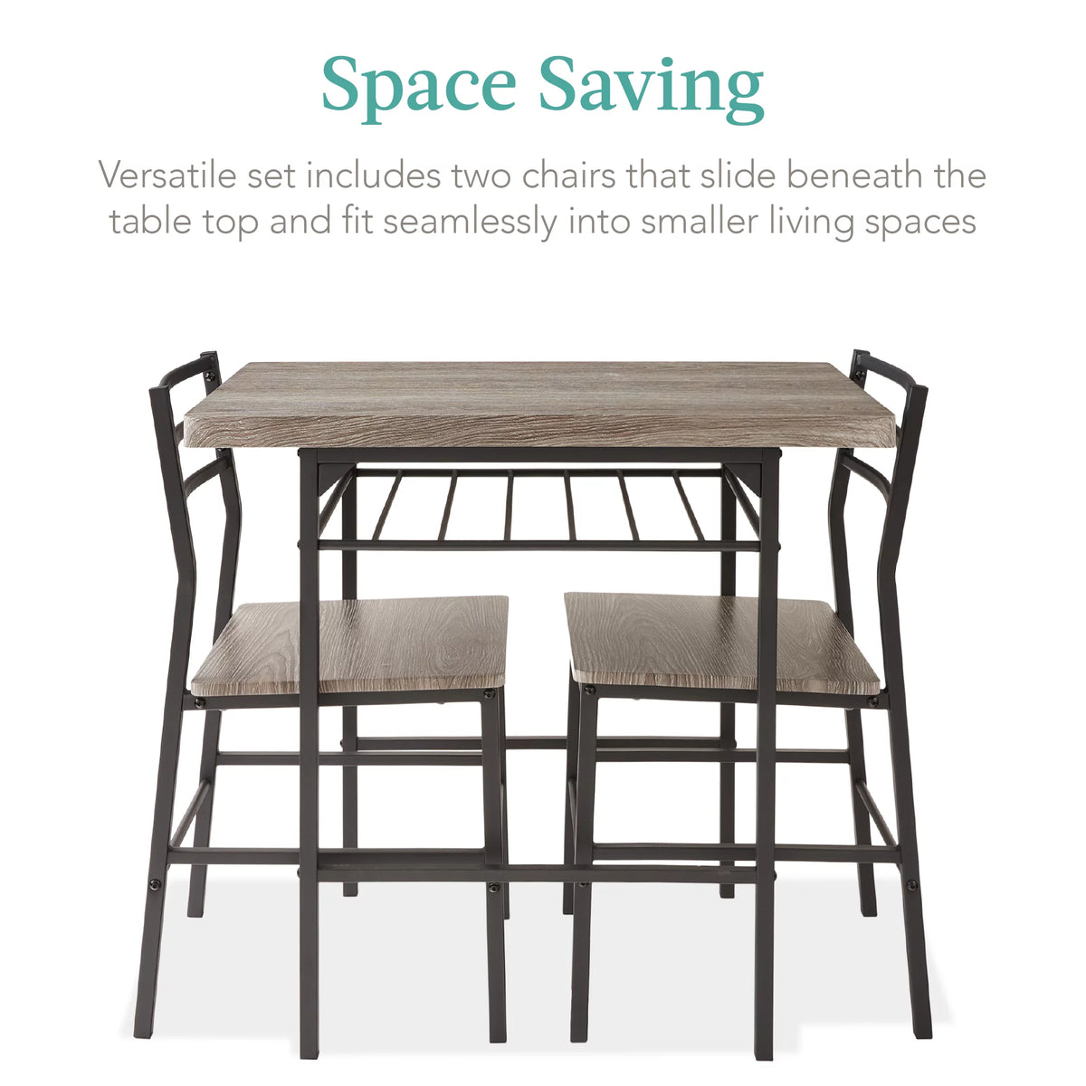 3-Piece Dining Set with Steel Frame and Storage Rack O559011