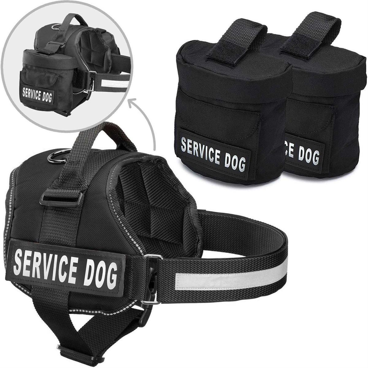 Service Dog Vest with Hook and Loop Straps and Detachable Backpacks in 7 Sizes U645