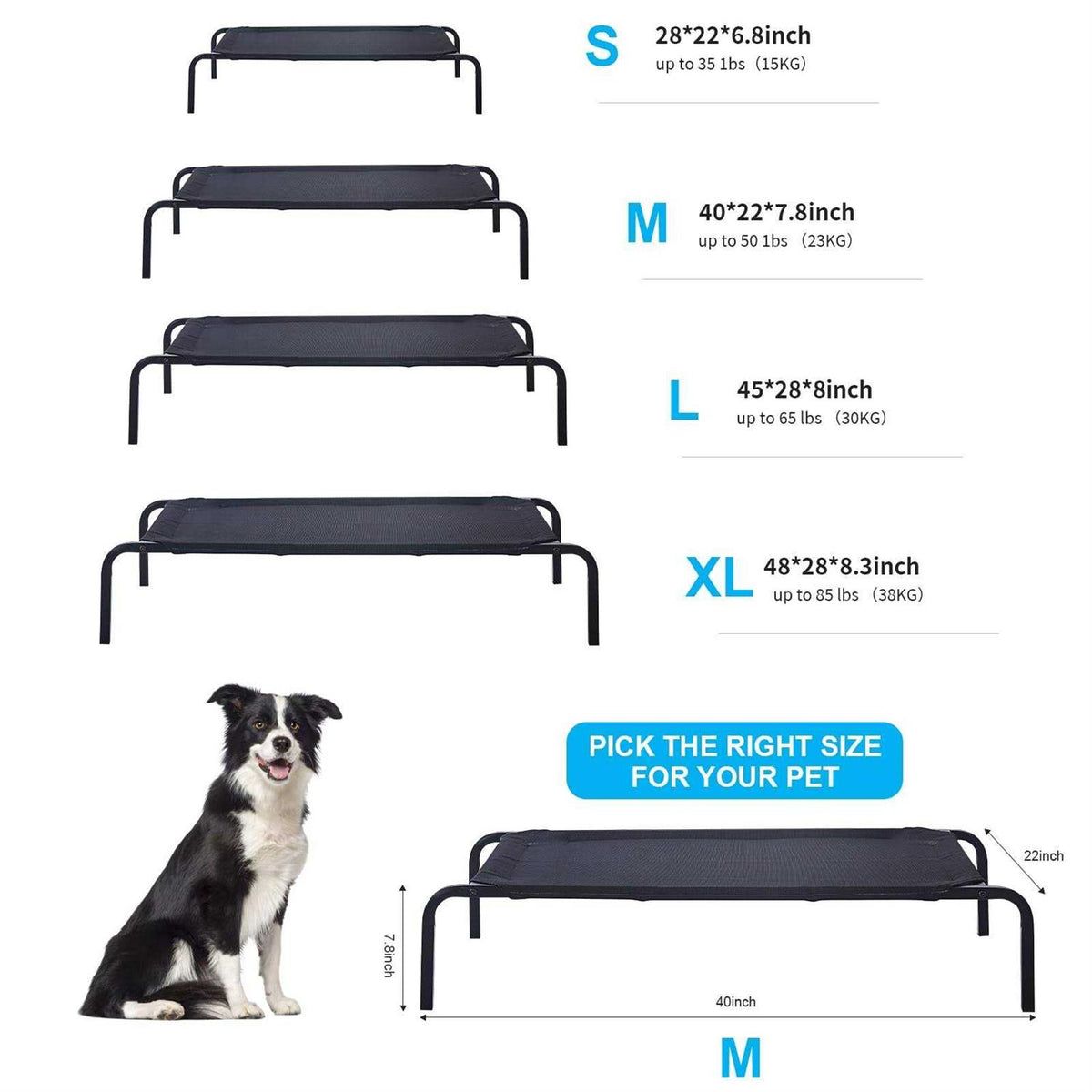 Portable Raised Cooling Steel-Framed Elevated Pet Bed N561