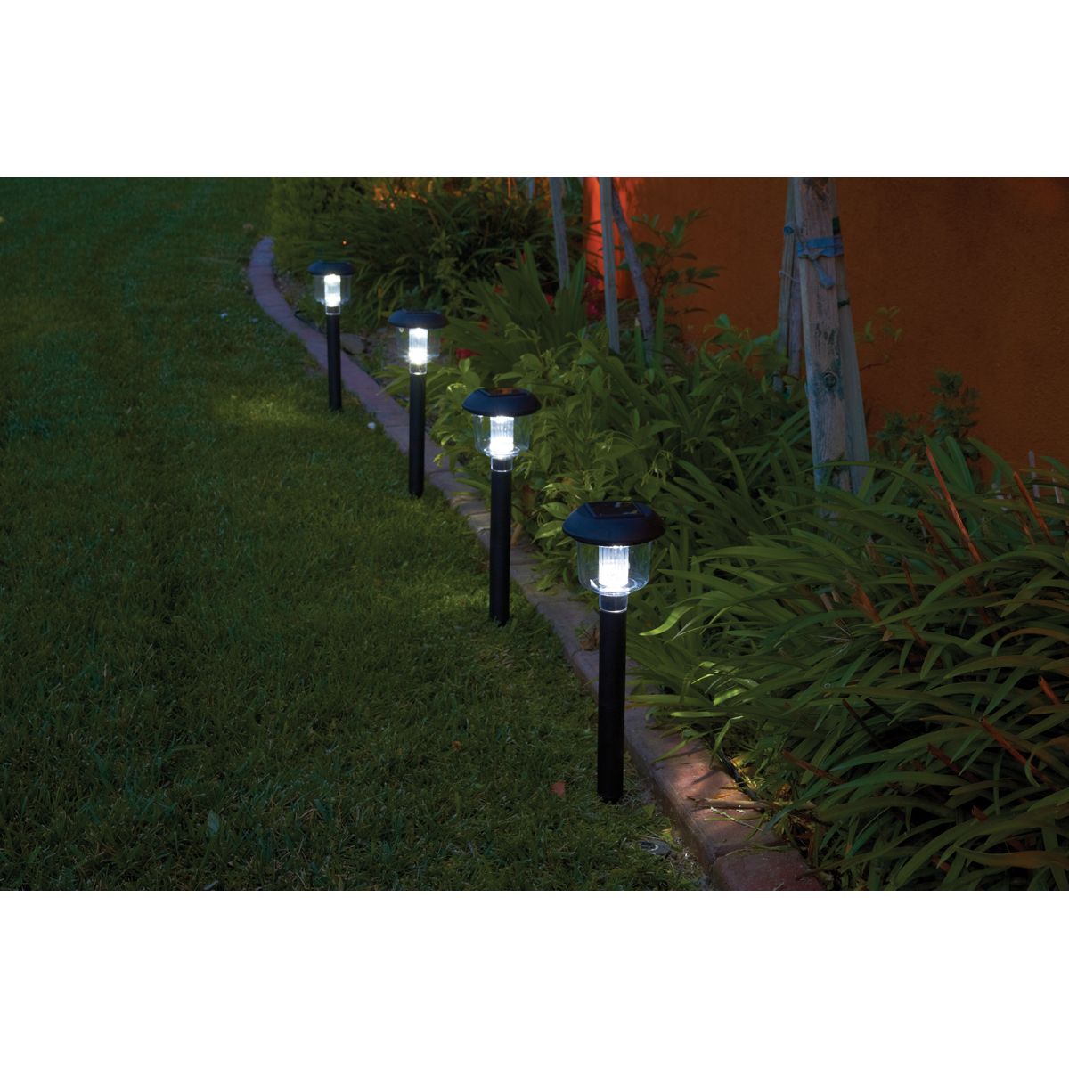 Solar LED Matte Black Pathway Lights, 4 Pack F766029