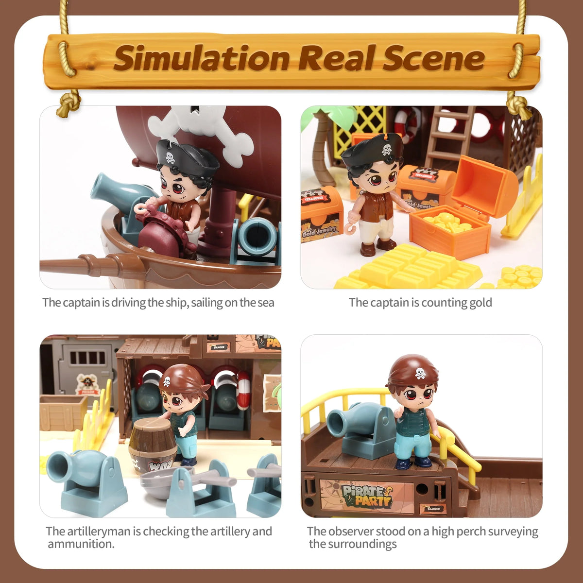 Brown Pirate Boat Toys Z392227