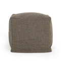 Brown Yellow Fabric Cube Pouf P9127