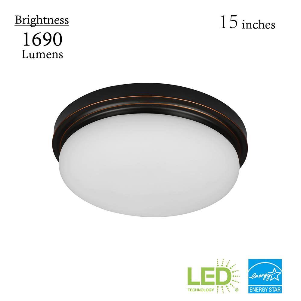 Oil-Rubbed Bronze Integrated LED Flush Mount with Glass Shade O23063