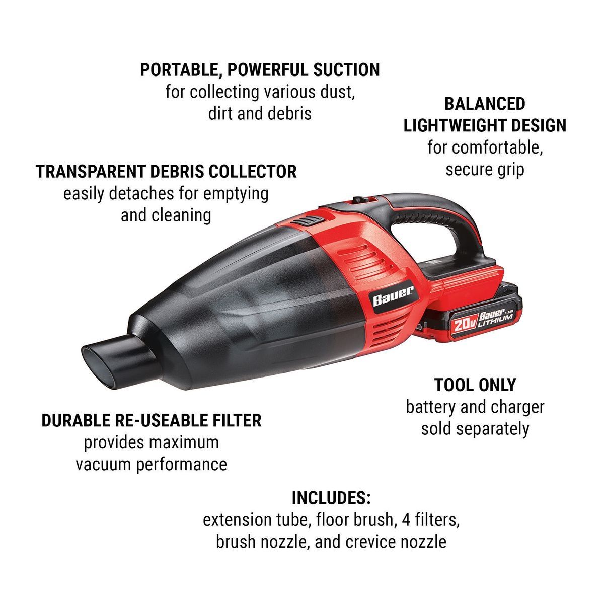 Cordless Hand Vacuum with Floor and Crevice Tools J5534
