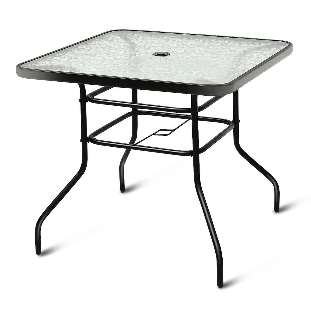 32'' Patio Square Table Tempered Glass Steel Frame X15125