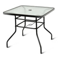 32'' Patio Square Table Tempered Glass Steel Frame X15125