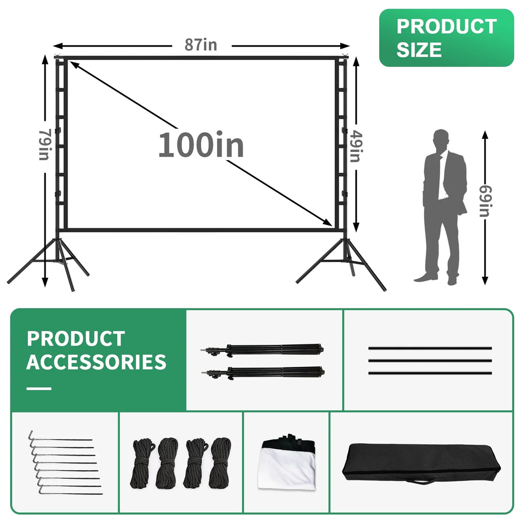 100 inch Portable Projector Screen with Stand N364596