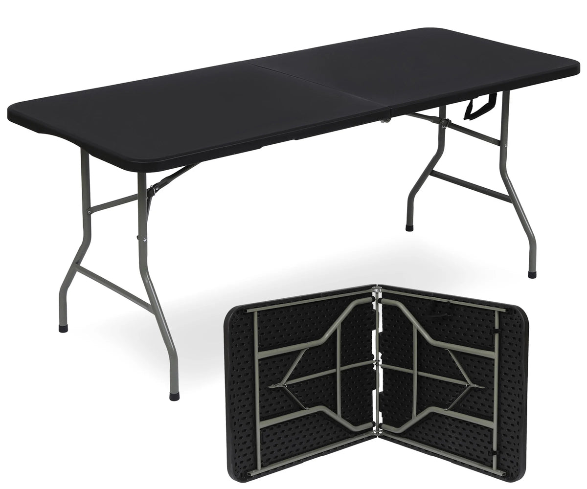 6ft Black Portable Plastic Folding Table T134