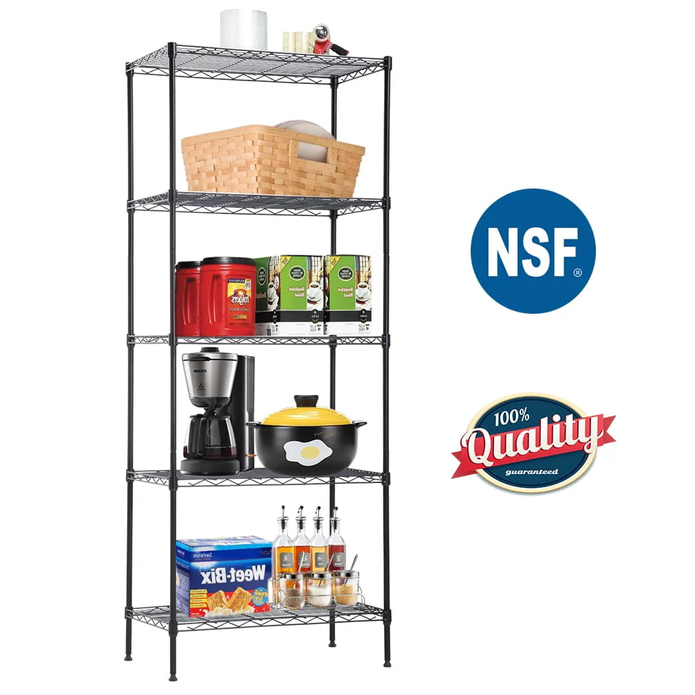 5-Shelf Black Metal Freestanding Shelves X17225